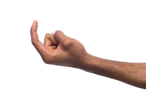 istock Black male hand beckoning isolated on white 980931314