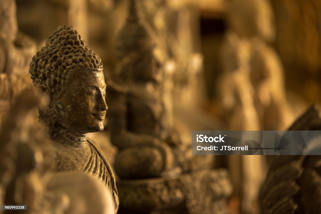 Buddhist Figures Carved Buddhist figures Cambodia Stock Photo