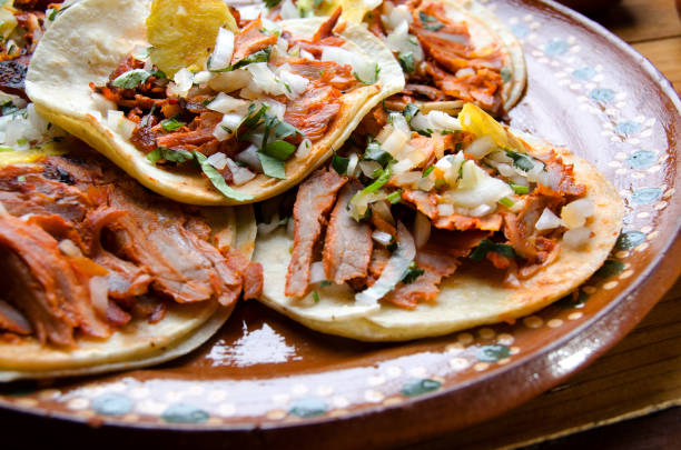 Traditional tacos al pastor Authentic mexican tacos al pastorTraditional mexican tacos al pastor mexican culture food mexican cuisine fajita stock pictures, royalty-free photos & images