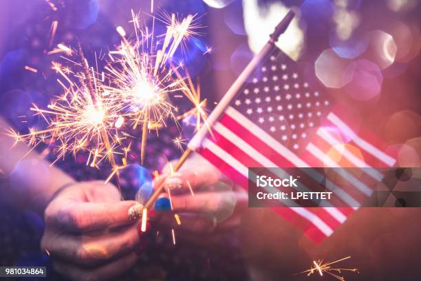 Fourth Of July Stock Photo - Download Image Now - Fourth of July, Independence Day - Holiday, Sparkler - Firework