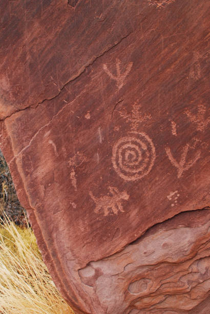 istock Petroglyphs carved on the rock, Native Americans 981043862