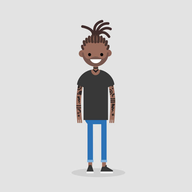 Young African American Tattooed Character Wearing Braids Lifestyle  Dreadlocks Fashion Flat Editable Vector Illustration Clip Art Stock  Illustration - Download Image Now - iStock