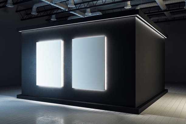 istock Contemporary black exhibition hall interior 981080496