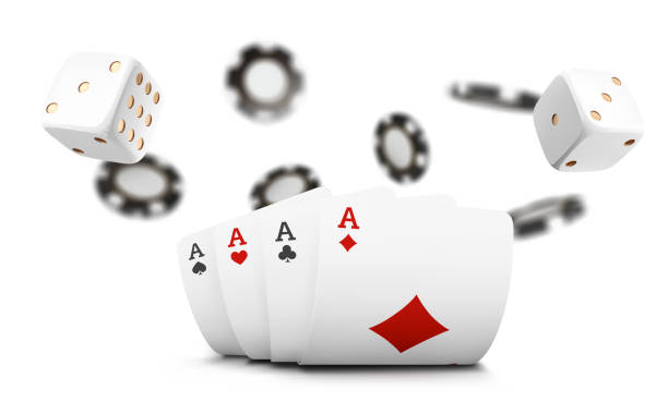 istock Playing cards, poker chips and dice fly casino on white background. Poker casino vector illustration. Online casino game gambling 3d vector concept, poker mobile app icon 981082760