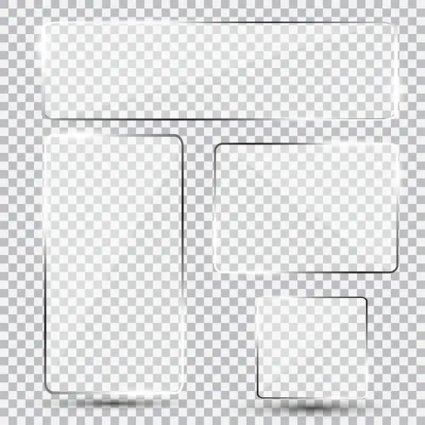 Vector illustration of Set of shiny glass plate