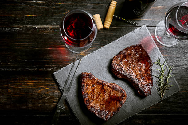 steaks from fresh meat stock photo
