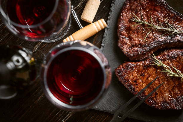 Steak dinner wine