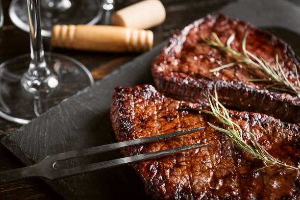 steaks from fresh meat stock photo