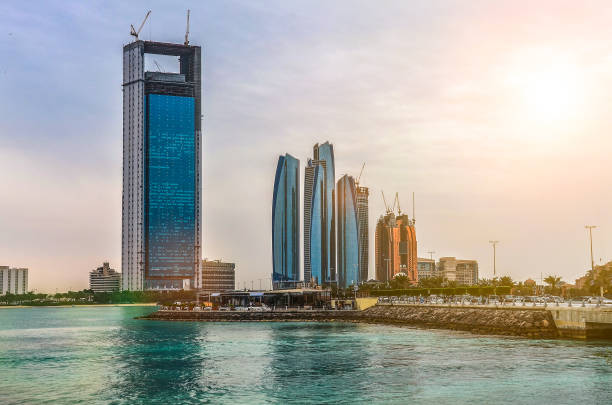 istock Panoramic sunset city skyline. Abu Dhabi 981093466