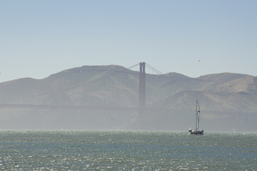 Sailboat in front of the Golden Gate Bridge