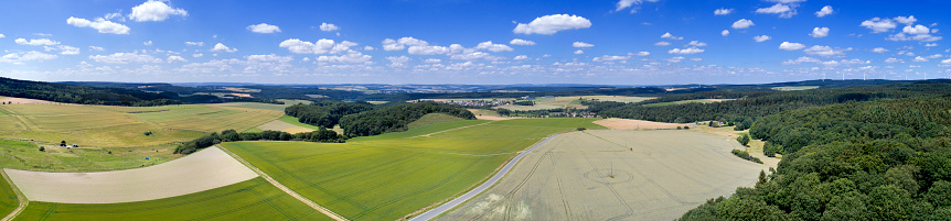 Panoramic aerial view of a typical German landscape