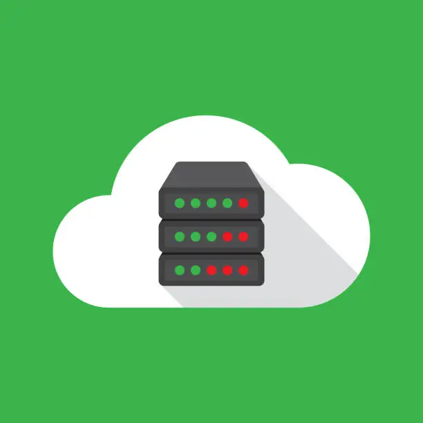 Vector illustration of Cloud Storage Servers Icon Flat