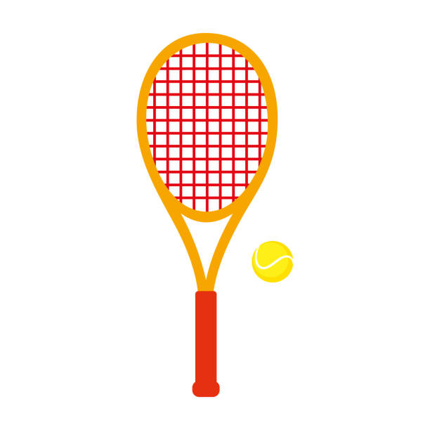 illustrazioni stock, clip art, cartoni animati e icone di tendenza di attrezzature sportive. tennis - racchetta