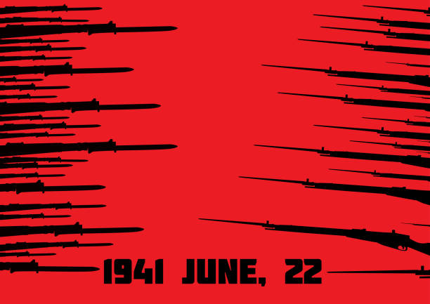 Soviet and German rifles Soviet and German rifles a design to June 22, the date of invasion of Nazi Germany to the USSR nazism stock illustrations