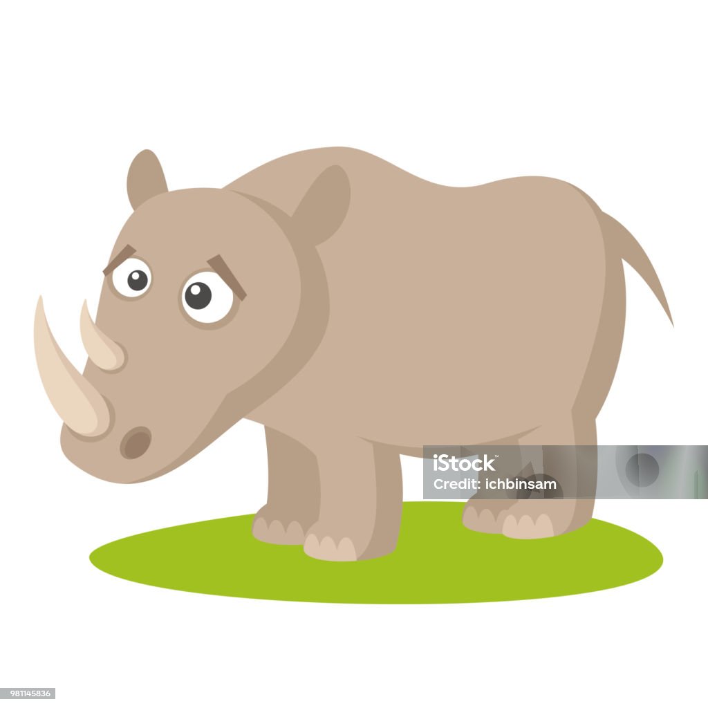 Animaux sauvages. Vecteur de la faune de Rhino - clipart vectoriel de Rhinocéros libre de droits