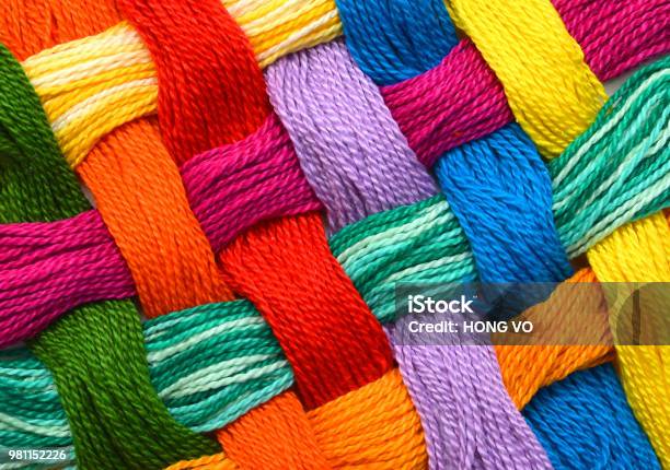 Colorful Pattern Lattice Background From Embroidery Thread Stock Photo - Download Image Now