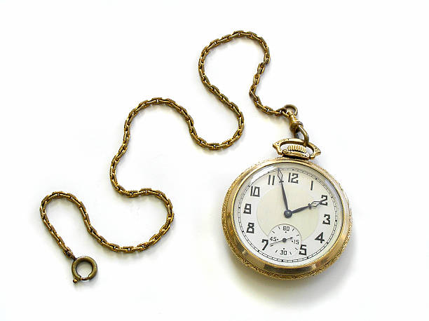 reloj de bolsillo con cadena - gold watch fotografías e imágenes de stock