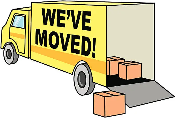 Vector illustration of we've moved!