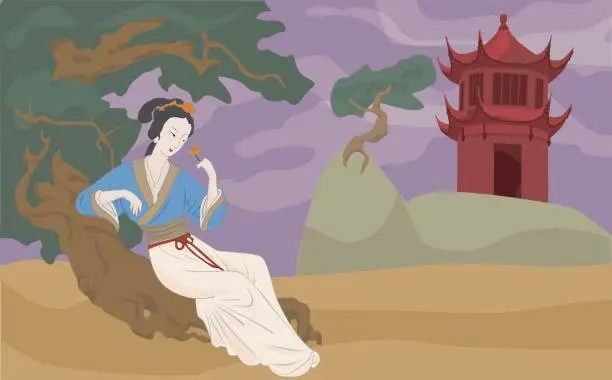 Vector illustration of old china