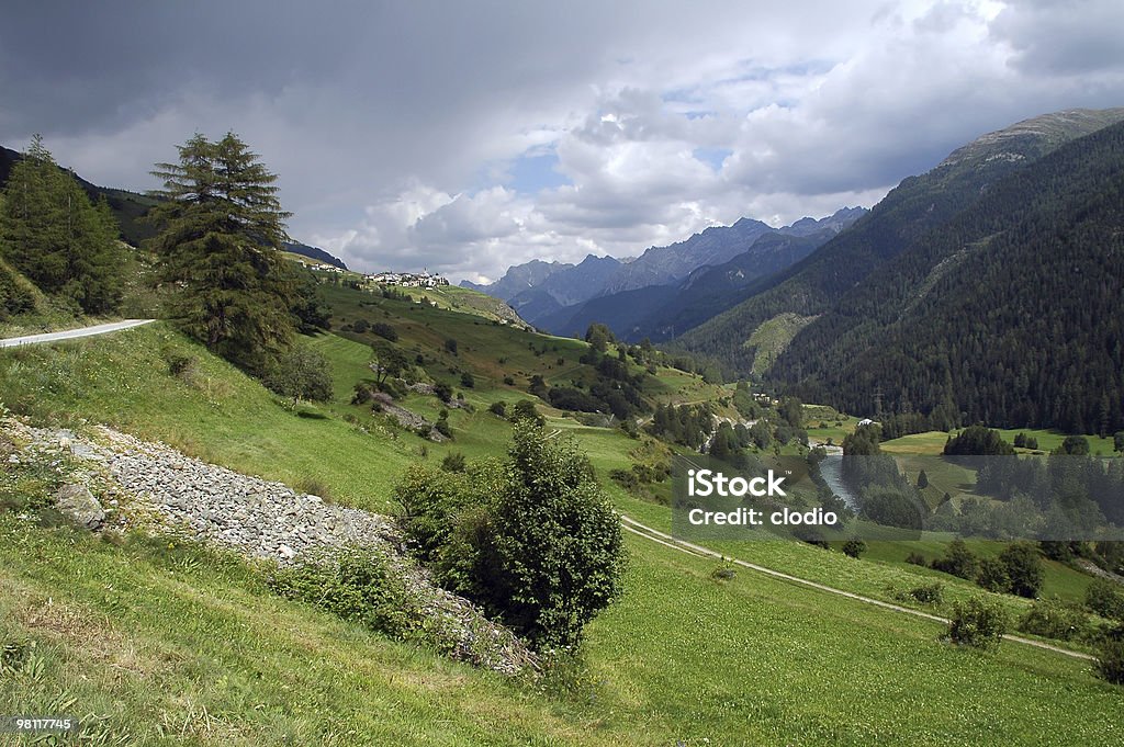 Landschaft in Engadin (Schweiz) im Sommer - Lizenzfrei Fluss Inn Stock-Foto