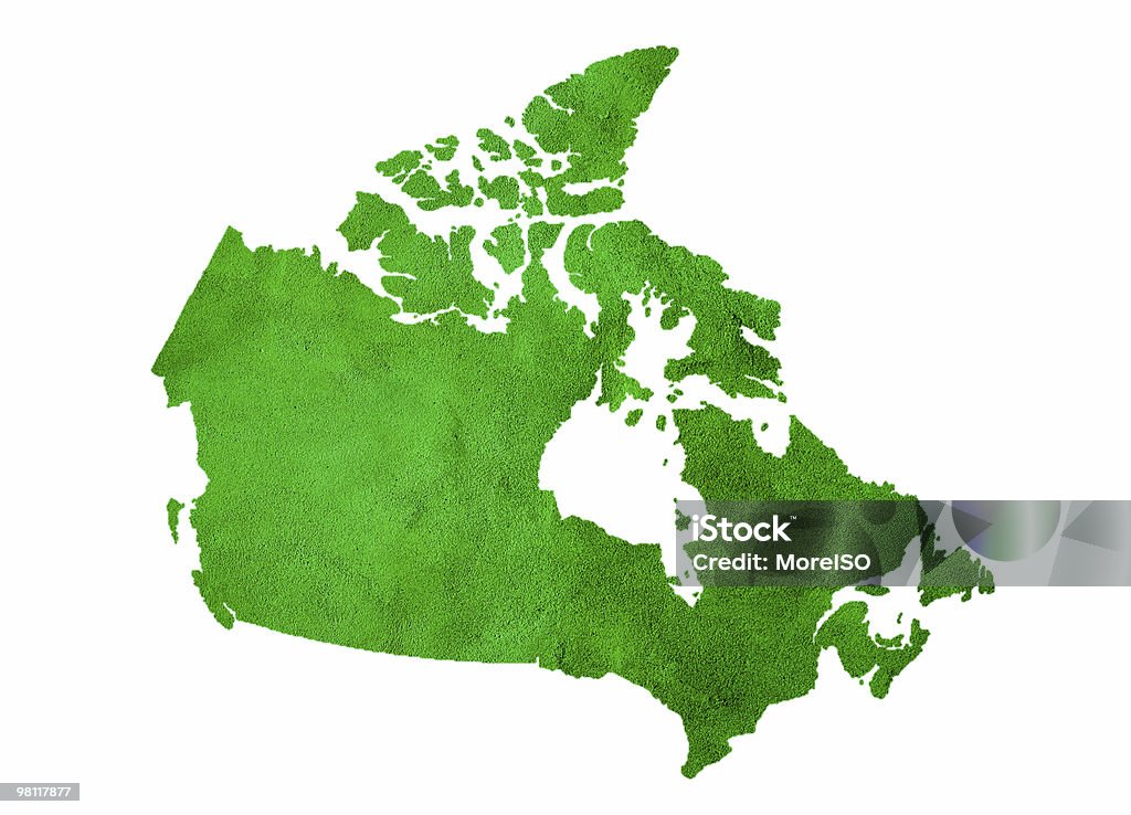 Mappa di Canada verde isolato su bianco - Foto stock royalty-free di Canada