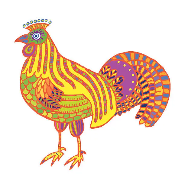 Vector illustration of Rooster in vivid color