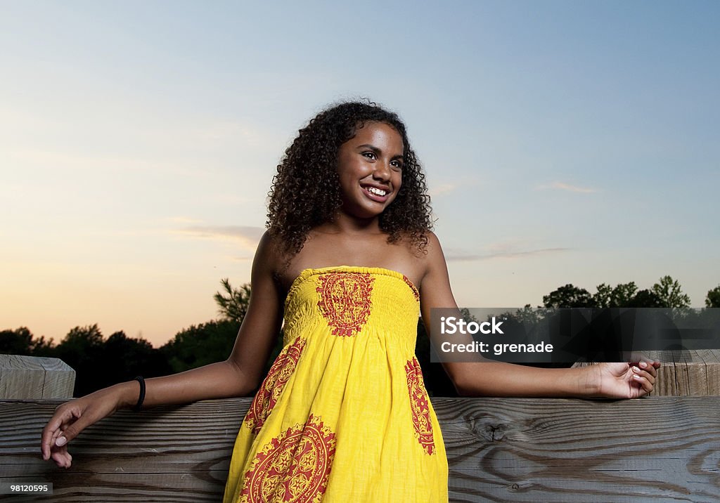 Sunshine Dress Girl Smiles  African Ethnicity Stock Photo