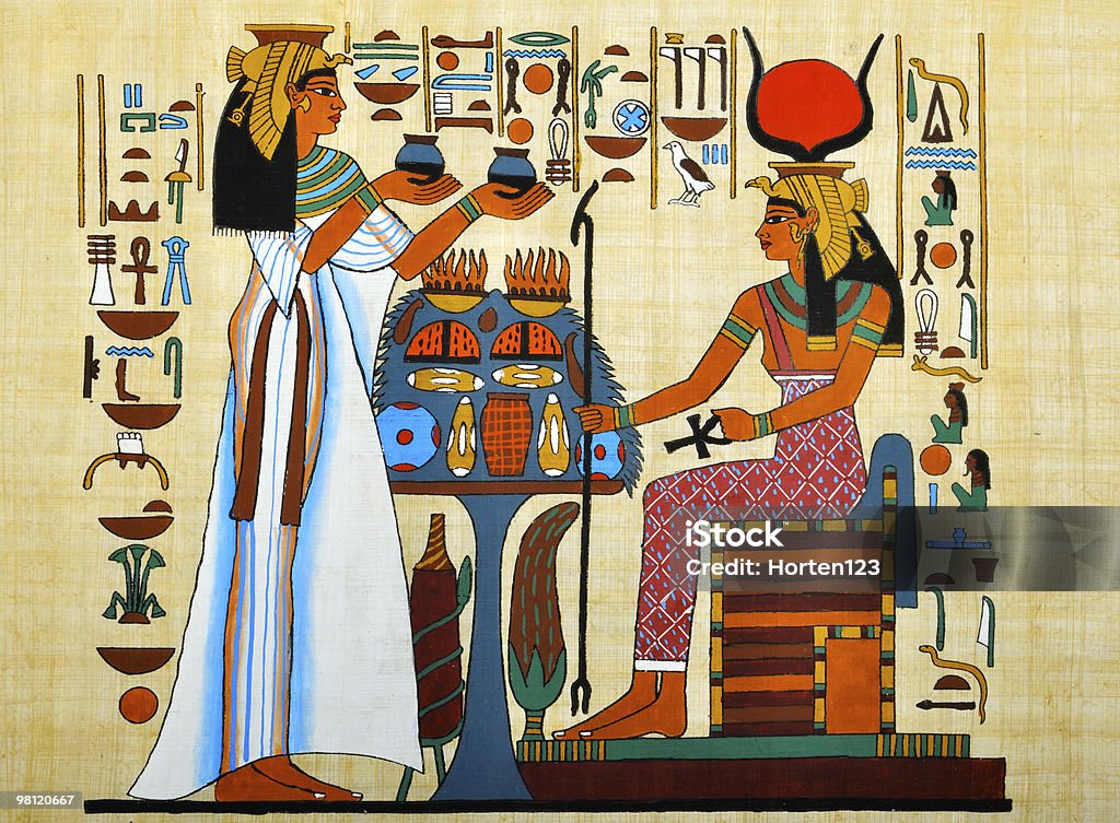 Egyptian Papyrus  Hieroglyphics Stock Photo