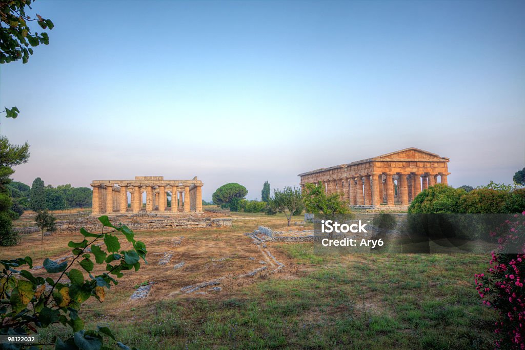 Tempio di Poseidone e Basilica (Paestum, Italia) HDR - Foto stock royalty-free di Paestum