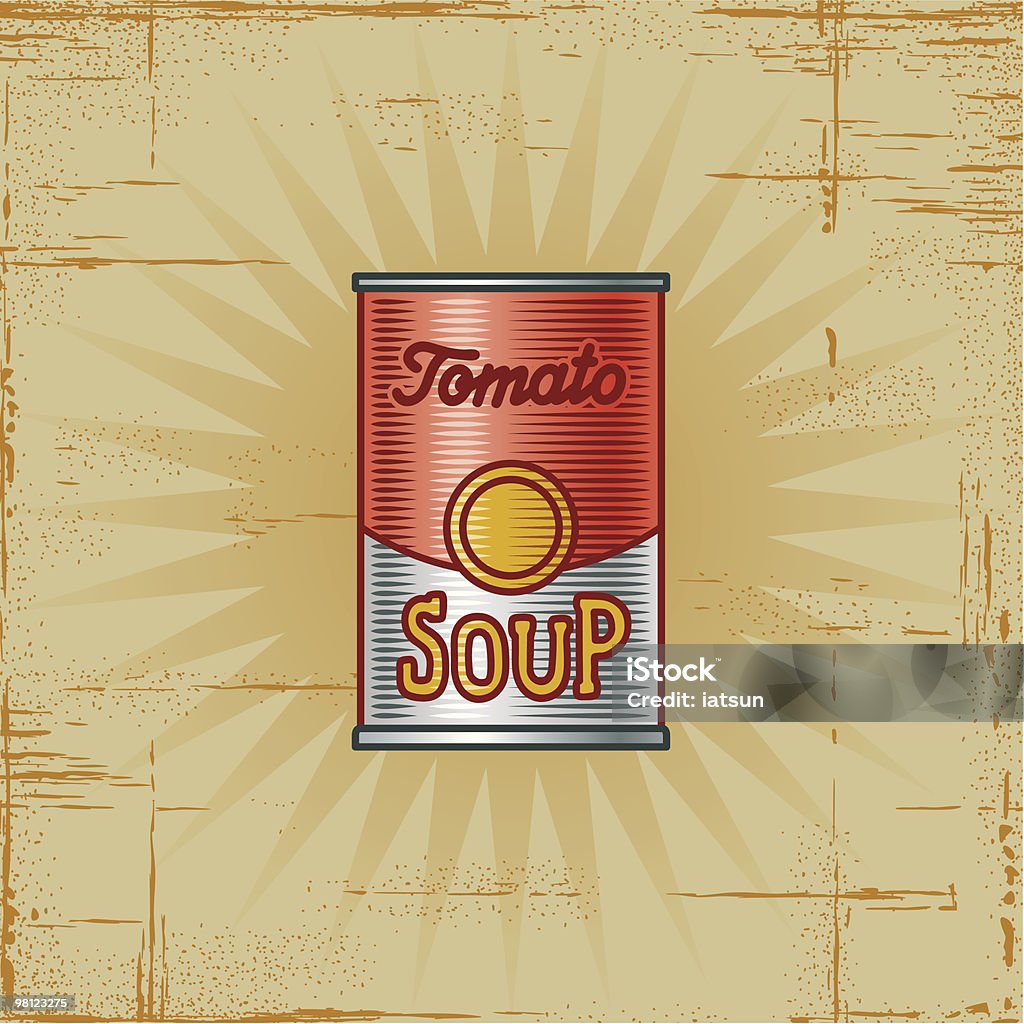 Retro Sopa de Tomate pode - Royalty-free Lata - Recipiente arte vetorial