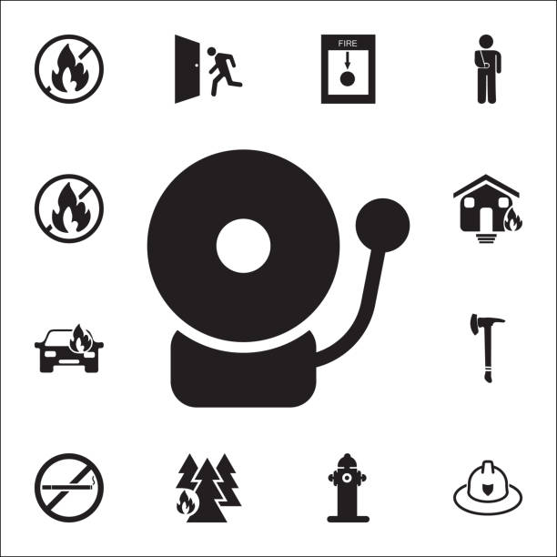 alarm-glocken-symbol. detaillierte set von feuer wache icons. premium-qualität grafikdesign sign. eines der sammlung icons für webseiten, webdesign, mobile-app - service bell flash stock-grafiken, -clipart, -cartoons und -symbole