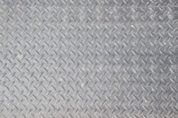 istock Weathered Industrial Checker Plate Background Texture with Rusty Worn Embossed Raised Diamond Pattern Wallpaper 981240592