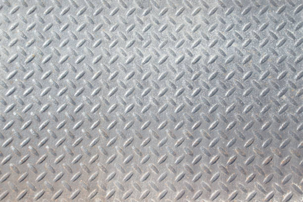 istock Weathered Industrial Checker Plate Background Texture with Rusty Worn Embossed Raised Diamond Pattern Wallpaper 981243394