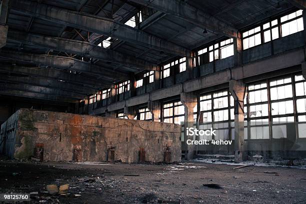 Abandoned Industrial Interior Stock Photo - Download Image Now - Abandoned, Architecture, Backgrounds