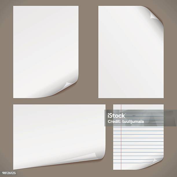 Papéis Em Branco A4 - Arte vetorial de stock e mais imagens de Branco - Branco, Caderno de notas, Carta - Documento