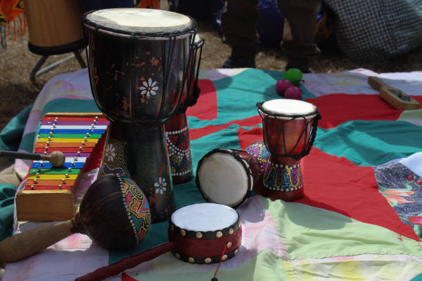 istock Wooden African djembe drums. 981264802