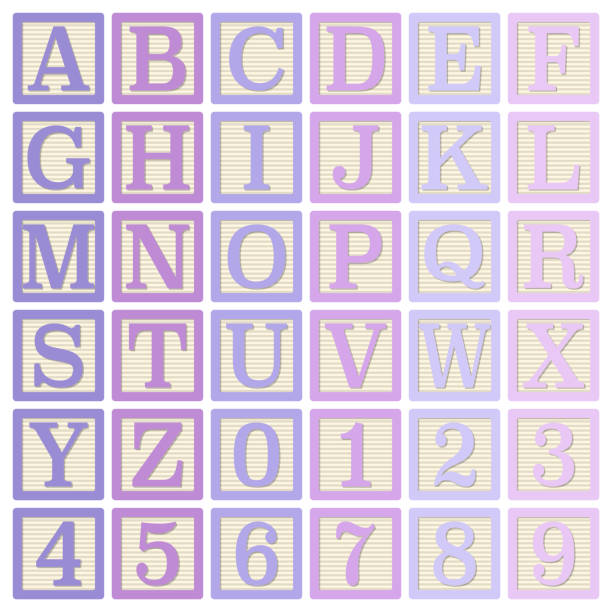 ilustrações, clipart, desenhos animados e ícones de blocos de alfabeto-de-rosa e roxo - block letter a alphabet number