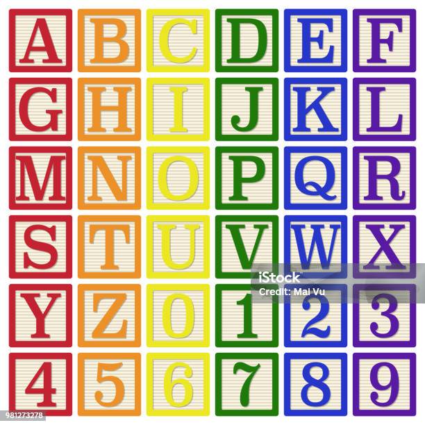 Rainbow Alphabet Blocks Stock Illustration - Download Image Now - Toy Block, Block Shape, Alphabet