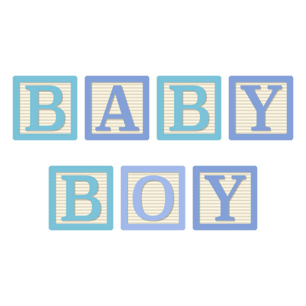 baby boy alphabet blöcke - cube baby child block stock-grafiken, -clipart, -cartoons und -symbole