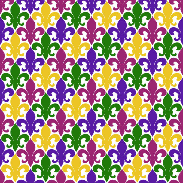 Flower De Lis Seamless Pattern Decorative repeating fleur de lis design for Mardi Gras new orleans fleur de lis stock illustrations