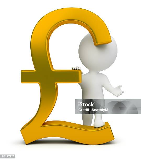 3d Small People Pound Sign Stock Photo - Download Image Now - Adult, British Currency, Business