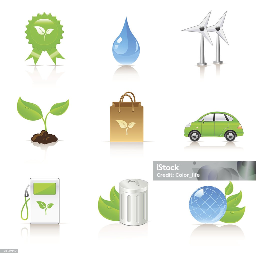 Ekologia ikony - Grafika wektorowa royalty-free (Bez ludzi)