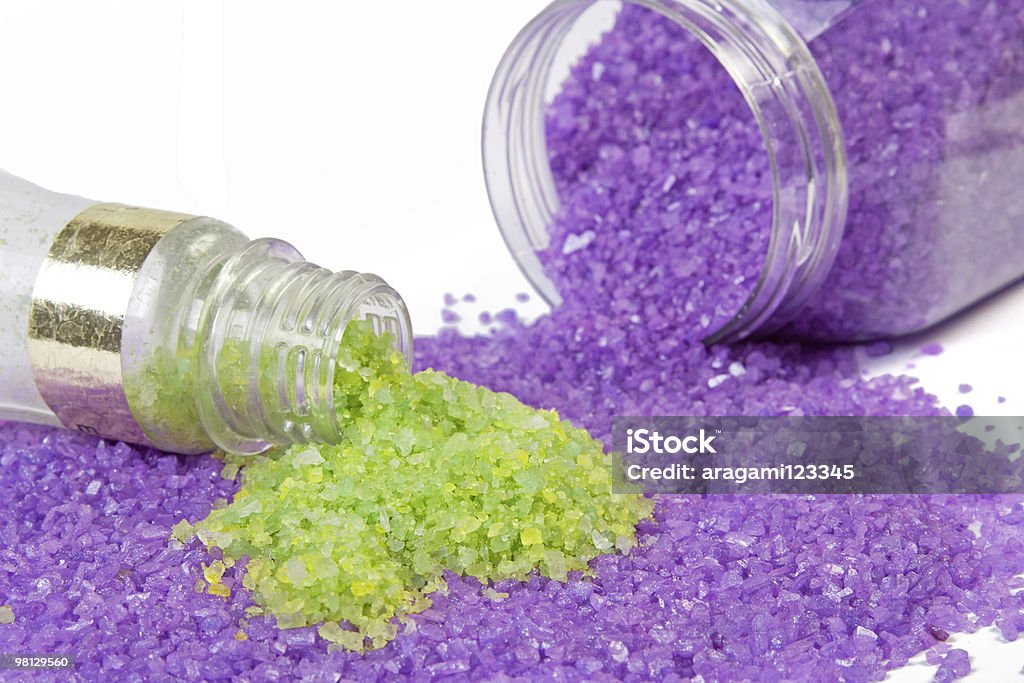 Lavanda y té verde sal en frascos - Foto de stock de Aromaterapia libre de derechos