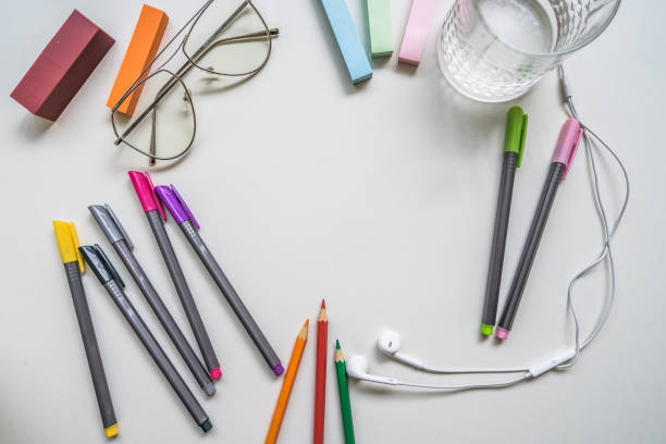 istock School supplies border against white background 981310570