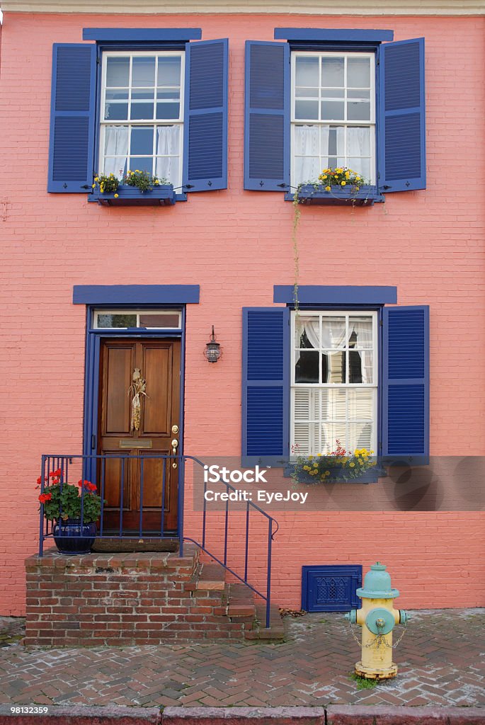 Pink House  Blue Stock Photo