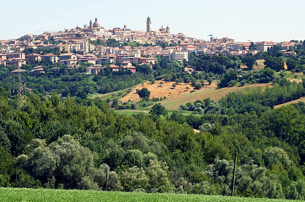 Panoramic view of Macerata (Marches, Italy) at summer Macerata (Marches, Italy) - Panoramic view of the city at summer. Landscape in a bright morning macerata italy stock pictures, royalty-free photos & images