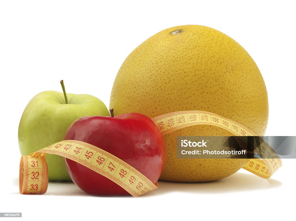과일, 측정 기기의 흰색 배경 - 로열티 프리 0명 스톡 사진