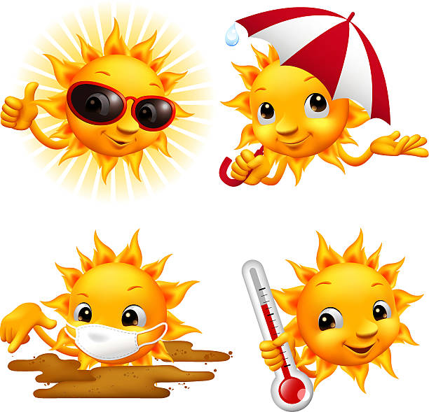 Smiling Sun - Weather No.2  cartoon thermometer stock illustrations