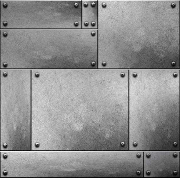 placas de metal velhas rústicas com fundo transparente de rebites ou textura - rivet metal textured steel - fotografias e filmes do acervo