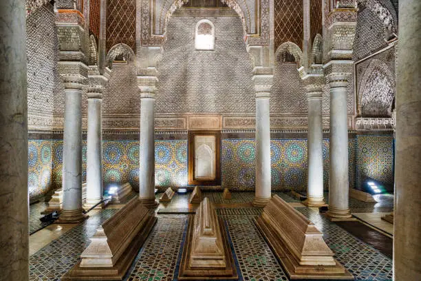 Photo of Exquisite tilework detail in Moroccan mausoleum